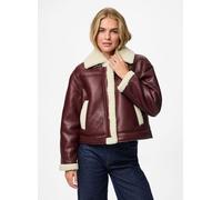 Pieces - Pcjanelle Short Jacket W. Fur Bordeaux - Abbigliamento L Bordeaux