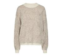 PIECES Pcjenna LS O-Neck Knit Noos BC Maglione Lavorato a Maglia, Grigio cap Bianco/Dettaglio: Grigio Talpa, L Donna