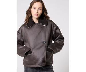 Pieces - Pcjuno Coated Teddy Jacket Marrone - Abbigliamento M Marrone