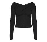 PIECES Pckali LS Mesh Top Maglietta a Maniche Lunghe, Nero, M Donna