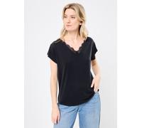 Pieces - PCKAMALA LACE V-NECK TEE JRS FC BC Nero - Abbigliamento S Nero