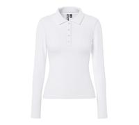 PIECES Pckitte LS Polo Top Jrs Noos, Bianco Brillante, L Donne
