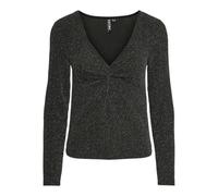 PIECES Pclina LS V-Neck Detail Top MM Maglietta a Maniche Lunghe, Nero, XS Donna