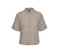 PIECES PCLORNA SS Shirt BC Camicia da Donna, Chocolate Fondant/Stripes:Stripes