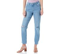 PIECES Pcluna Dritto MW Ank Dst Mb391 Noos BC Jeans, Blu Denim Medio, 33W x 32L Donna