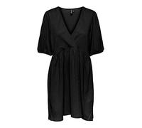 PIECES Pcluna SS V-Neck Short Dress Sa BC Abito Estivo, Nero, XS Donna