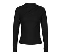 PIECES Pcmadison LS Draped Top Noos BC a Maniche Lunghe da Donna, Nero, M