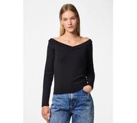 PIECES PCMALIVA LS off Shoulder V-Neck Top Noos, T-Shirt, Opacity, Black, X-Small
