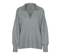 PIECES Pcmalou LS Polo Knit Noos BC, Melange Grigio Medio, S Donna