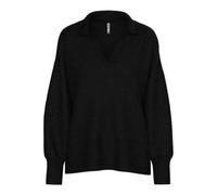 PIECES Pcmalou LS Polo Knit Noos BC, Nero, XL