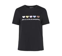 PIECES Pcmaria SS O-Neck Tee BC Mm T-Shirt, Bianco Acceso/Stampa: Cuori Rossi, L Donna