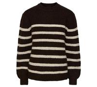 PIECES Pcnanna LS O-NCK Loose Wool Knit Noos BC Maglione, Mole/Strisce: Betulla, XL Donna