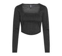 PIECES Pcniannah LS Top, Nero/Strisce: Cloud Dancer, L