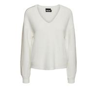 PIECES Pcnibe LS Knit-Pullover FC BC Maglione Lavorato a Maglia, Cloud Dancer/Strisce: Oro Lurx, L Donna