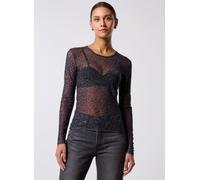 Pieces - Pcninni Ls Mesh Top Jrs Noos Bc Nero - Abbigliamento XL Nero