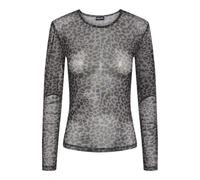 PIECES Pcninni LS Mesh Top Noos BC Maglietta a Maniche Lunghe, Black/AOP: Leone, M Donna