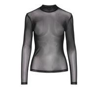 PIECES Pcninni LS T-Neck Mesh Top Noos BC Maglietta a Maniche Lunghe, Nero, S Donna