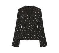 PIECES Pcnovalee LS Tie Top Camicia a Maniche Lunghe, Nero/AOP: a Pois, L Donna
