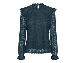 PIECES Pcolline LS Lace Top Noos BC Camicia da Donna, Reflecting Pond, XL