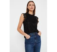 PIECES Pcolline SL Lace Top Noos BC T-Shirt, Nero, L Donna