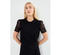 Pieces - Pcolline Ss Lace Top Noos Nero - Abbigliamento L Nero