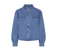 PIECES Pcpaula-Maglietta LS Camicia a Maniche Lunghe, Media Blu Denim, XS Donna