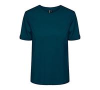 PIECES Pcria SS Fold Up Solid Tee Noos BC T-Shirt, Reflecting Pond, XS Donna