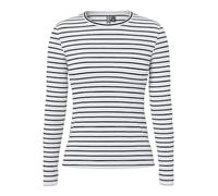 PIECES Pcruka Ls Top Noos Bc, T-shirt Donna, Cloud Dancer/Stripes:Black, M