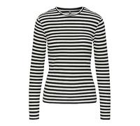 PIECES Pcruka LS Top Noos BC, T-Shirt Donna, Cloud Dancer/Stripes:Black, XL
