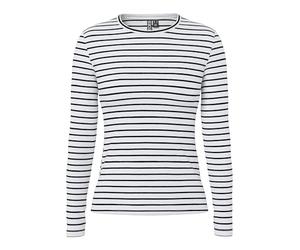 PIECES Pcruka LS Top Noos BC, T-Shirt Donna, Cloud Dancer/Stripes:Nero, XL