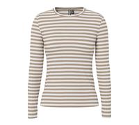 PIECES Pcruka LS Top Noos Maglietta a Maniche Lunghe, Silver Mink/Stripes:Cloud Dancer, M Donna