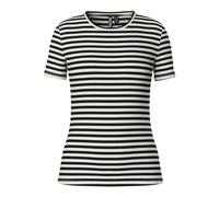 Pieces Pcruka SS Top Noos T-Shirt, Cloud Dancer/Stripes:Black, L Donna