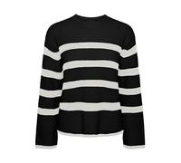 PIECES Pcsabina LS O-Neck Knit Noos Maglione, Nero/Strisce: Cloud Dancer, XS Donna