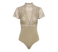 PIECES Pcsicca SS High Neck Bodystocking Body a Maniche Corte, White Pepper, M Donna