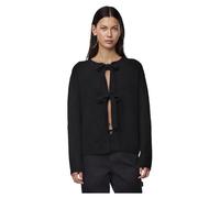PIECES Pcsilly LS Reversible Tie Knit Exp Noos Maglione Cardigan, Nero, XL Donna