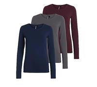 PIECES PCSIRENE LS Tee Noos, Rosso/Grigio/Blu (1 Porta Reale, 1 Magnete, 1 Blu Pageant), XL