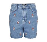 PIECES Pcsky HW Embroidery Shorts Pantaloncini di Jeans, Denim Blu Chiaro. Dettagli: Ricamato, S Donna