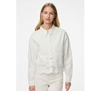 Pieces - PCTUC EMBROIDERY DENIM JACKET Beige - Abbigliamento XS Beige