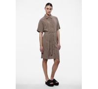 Pieces - PCVINSTY SS LINEN SHIRT DRESS NOOS Grigio - Abbigliamento M Grigio