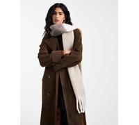 Pieces - Sciarpa media morbidissima colorblock in tonalità neutre con nappe-Neutro One Size