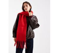 Pieces - Sciarpa media morbidissima rosso audace con nappe One Size