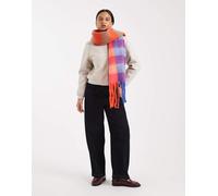 Pieces - Sciarpa morbidissima arancione a quadri con nappe One Size