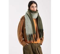 Pieces - Sciarpa morbidissima verde a righe con frange One Size