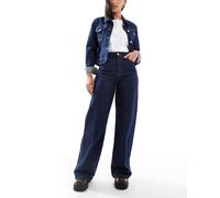 PIECES - Selma - Jeans a fondo ampio blu scuro a vita alta W28 L32