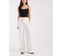 Pieces - Silke - Jeans a fondo ampio a vita media bianchi-Bianco W32 L30