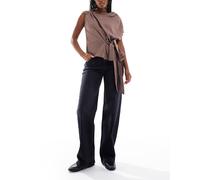 Pieces - Silke - Jeans a fondo ampio neri a vita medio alta-Nero W25 L32