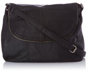 PIECES SIP Leather Big Cross Over Bag 17053777 - Borsa a tracolla da donna, 35 x 25 x 11 cm (larghezza x altezza x profondità), Nero (Black), 35x25x11 cm (B x H x T)