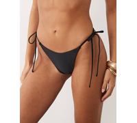 Pieces - Slip bikini brasiliano nero con laccetti laterali XS