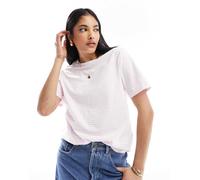 Pieces - T-Shirt con maniche risvoltate a righe lilla pastello-Multicolore XL