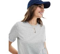 Pieces - T-shirt in cotone grigia con risvolto-Grigio M